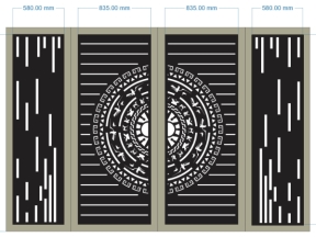 File cad cổng 4 cánh trống đồng hoa văn hiện đại 2026