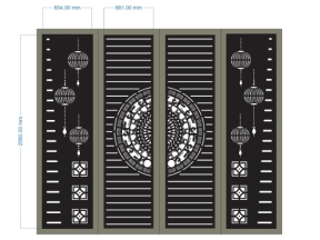 File cad cổng 4 cánh trống đồng lồng đèn