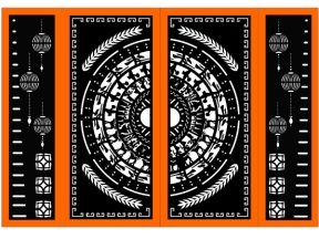 File cad cổng 4 cánh trống lồng đèn