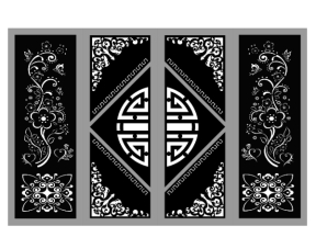 File cad cổng 4 cánh trống thọ hoa