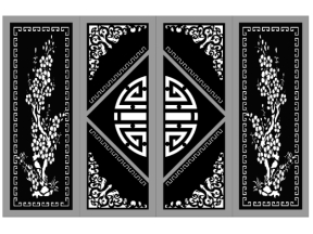 File cad cổng 4 cánh trống thọ hoa cúc