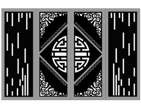 File cad cổng 4 cánh trống thọ hoa văn hiện đại