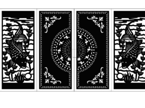 File cad thiết kế cnc cổng 4 cánh cá chép trống đồng