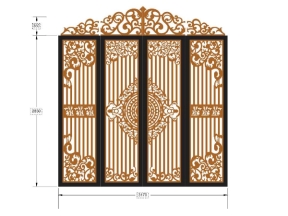 File cad thiết kế cnc cổng 4 cánh có vòm