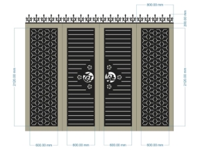 File cad thiết kế cổng 4 cánh tài lộc có chông