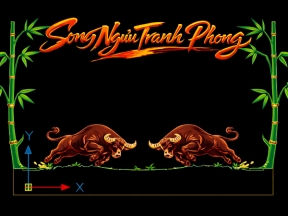 File Cắt CNC 2D Song Ngưu Dưới Lũy Tre – Trang Trí CổngTranh