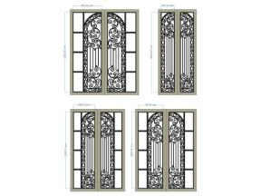 File cnc 4 kích thước cửa sắt cổng 2 cánh hoa văn
