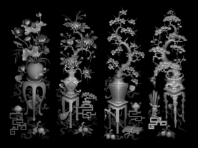 File cnc bộ tứ quý bình đẹp