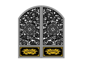 File cnc cổng 2 cánh hoa sen chữ vạn dxf