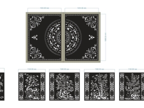 File cnc cổng 2 cánh kết hợp hàng rào tùng cúc trúc mai và sen