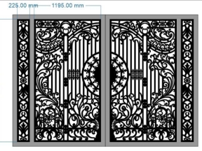 File cnc cổng 2 cánh mẫu đẹp kiểu mới dxf