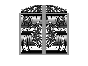 File cnc cổng 2 cánh phượng hoàng hoa sen
