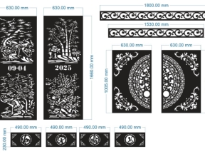 File cnc cổng 2 cánh tứ quý, trống đồng, vạn sự như ý