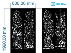 File cnc cổng 2 cánh tùng cúc trúc mai