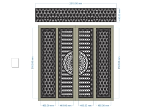 File cnc cổng 4 cánh bản vẽ đẹp đơn giản có ô thoáng
