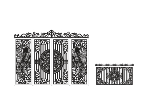 File cnc cổng 4 cánh cá chép và hàng rào