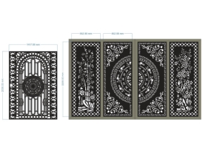 File cnc cổng 4 cánh chính và 1 cánh phụ, hàng rào trống đồng