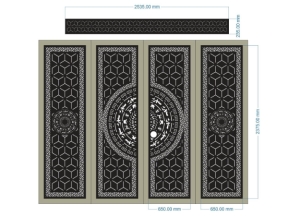 File cnc cổng 4 cánh  đặc biệt mẫu họa tiết trống 2 cánh bên