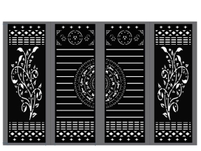 File cnc cổng 4 cánh hoa lá trống đồng