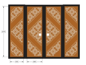 File cnc cổng 4 cánh hoa văn phong cách