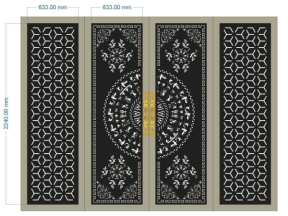 File cnc cổng 4 cánh kèm tay nắm cửa sắt đẹp