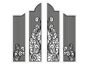 File cnc cổng 4 cánh mẫu biệt thự đẹp