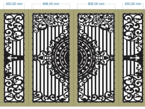 File cnc cổng 4 cánh mẫu đẹp dxf