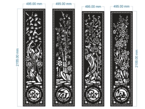 File cnc cổng 4 cánh phát tài phát lộc tùng cúc trúc mai