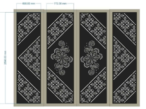 File cnc cổng 4 cánh phong cách dxf