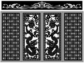 File cnc cổng 4 cánh rồng phong cách