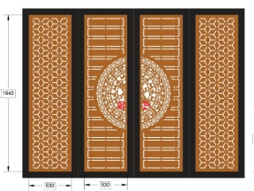 File cnc cổng 4 cánh trống đồng, bông tuyết