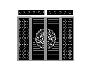 File cnc cổng 4 cánh trống đồng có ô thoáng 2 bên
