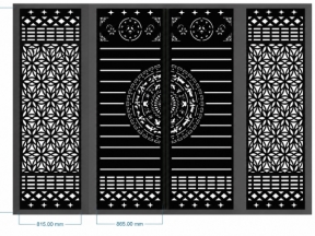File CNC cổng 4 cánh trống đồng kết hợp hoa