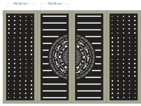 File cnc cổng 4 cánh trống đồng kết hợp mẫu họa tiết lỗ tròn