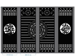 File cnc Cổng 4 Cánh Trống Đồng kết hợp Tùng Cúc