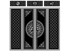 File cnc cổng 4 cánh trống đồng, ô thoáng phúc lộc thọ