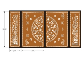 File cnc cổng 4 cánh trống đồng trúc và hàng rào tùng cúc trúc mai