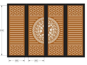 File cnc cổng 4 cánh trống trúc phong cách mắt