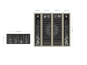 File cnc cổng 4 cánh trúc và hàng rào tùng cúc trúc mai âm