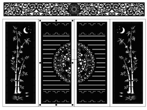 File cnc cổng 4 cánh trúc và trống đồng, kết hợp ô thoáng mới