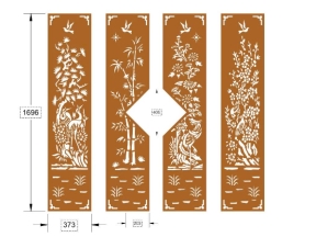 File cnc cổng 4 cánh tứ quý mới