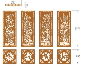 File cnc cổng 4 cánh tùng cúc trúc mai đại cát đại lợi