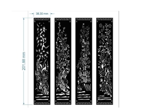 File cnc cổng 4 cánh tùng cúc trúc mai đơn giản