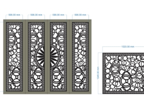 File cnc cổng 4 cánh và hàng rào mẫu họa tiết tròn đẹp