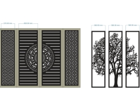File cnc cổng 4 cánh và thiết kế cổng cây
