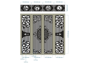 File cnc cổng 4 cánh vạn sự như ý dxf cao cấp