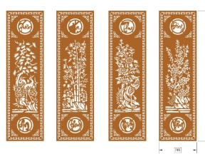 File cnc cổng 4 cánh xuân hạ thu đông, an khang thịnh vượng