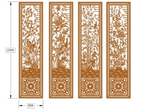 File cnc cổng tùng cúc trúc mai 4 cánh