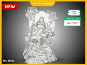 File CNC Di Lặc Đế Tùng STL – Tượng Phong Thủy 3D Khắc Gỗ Chi Tiết Cao