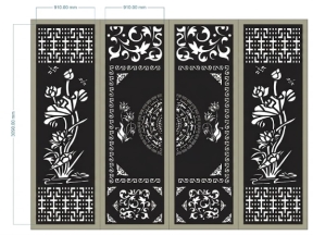 File cnc mẫu cổng 4 cánh trống đồng hoa sen